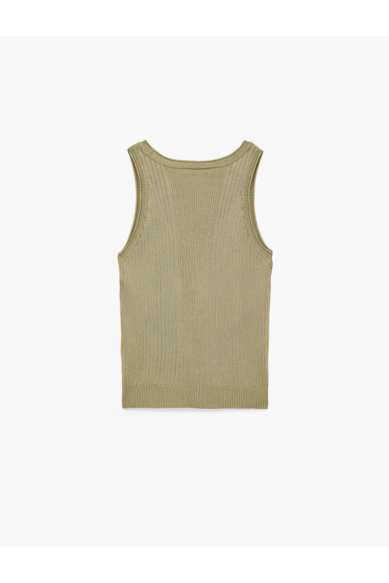 Ribbed Scoop Neck Sleeveless Top, Alternate, color, KHAKI