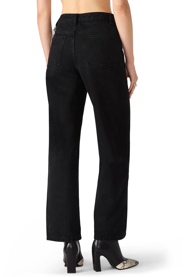 Swift Rhineston Chain Ankle Straight Leg Jeans, Alternate, color, BLACK