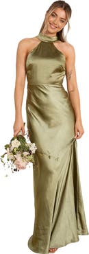 Six Stories Halter Neck Satin Bridesmaid Dress
