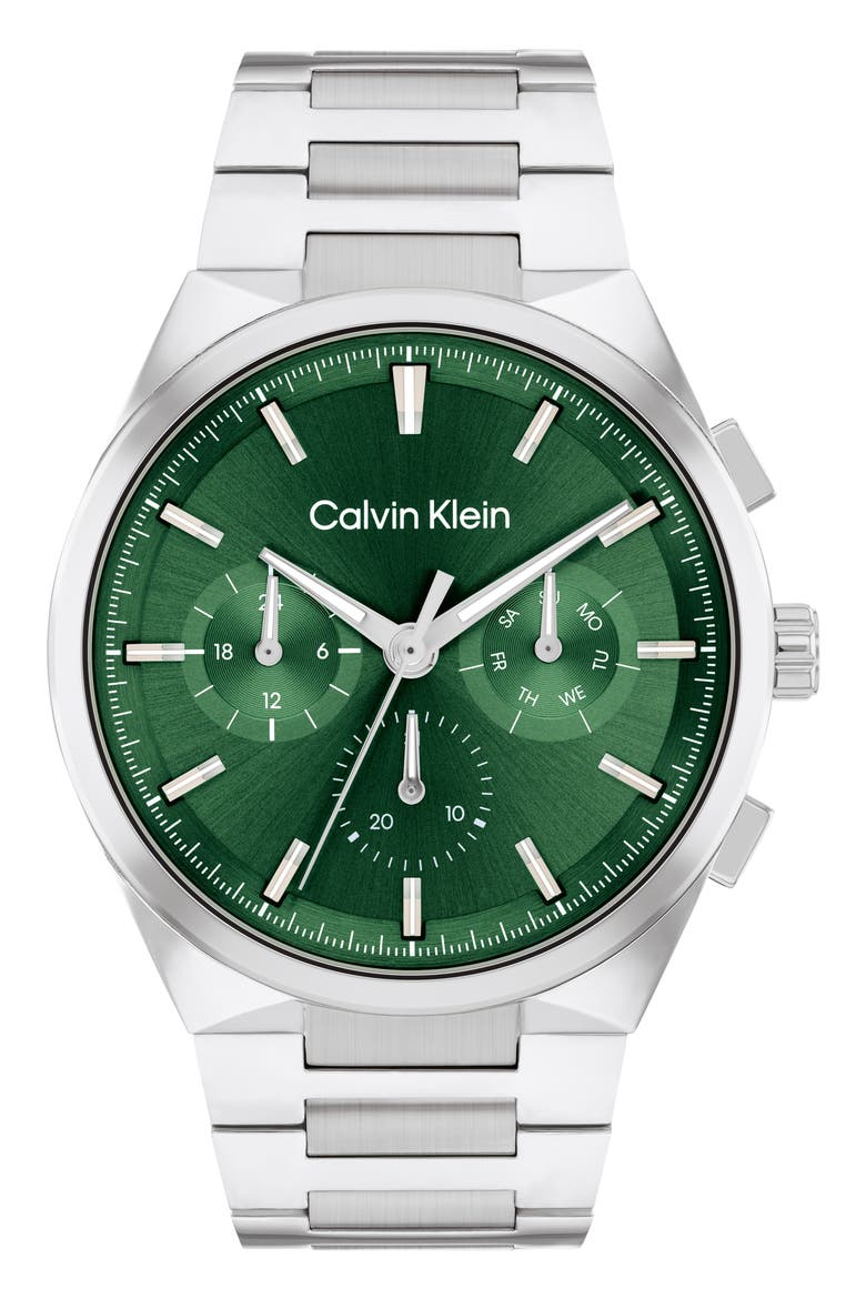 Distinguish Chronograph Bracelet Watch, 44mm, Main, color, GREEN