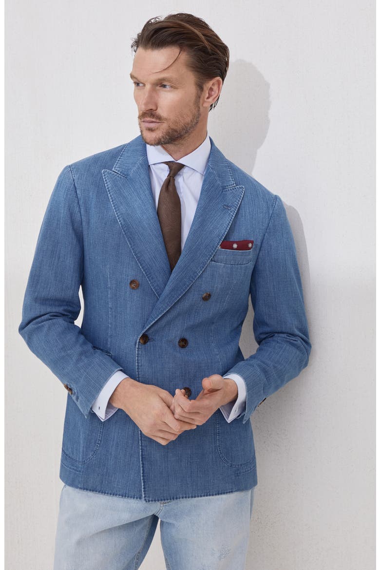 Denim blazer, Alternate, color, Light Blue Denim
