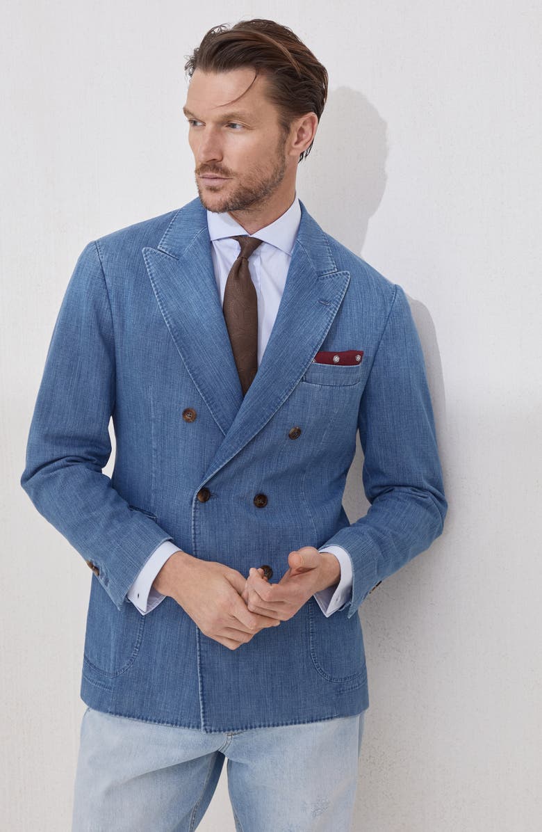 Brunello Cucinelli Denim blazer, Alternate, color, Light Blue Denim