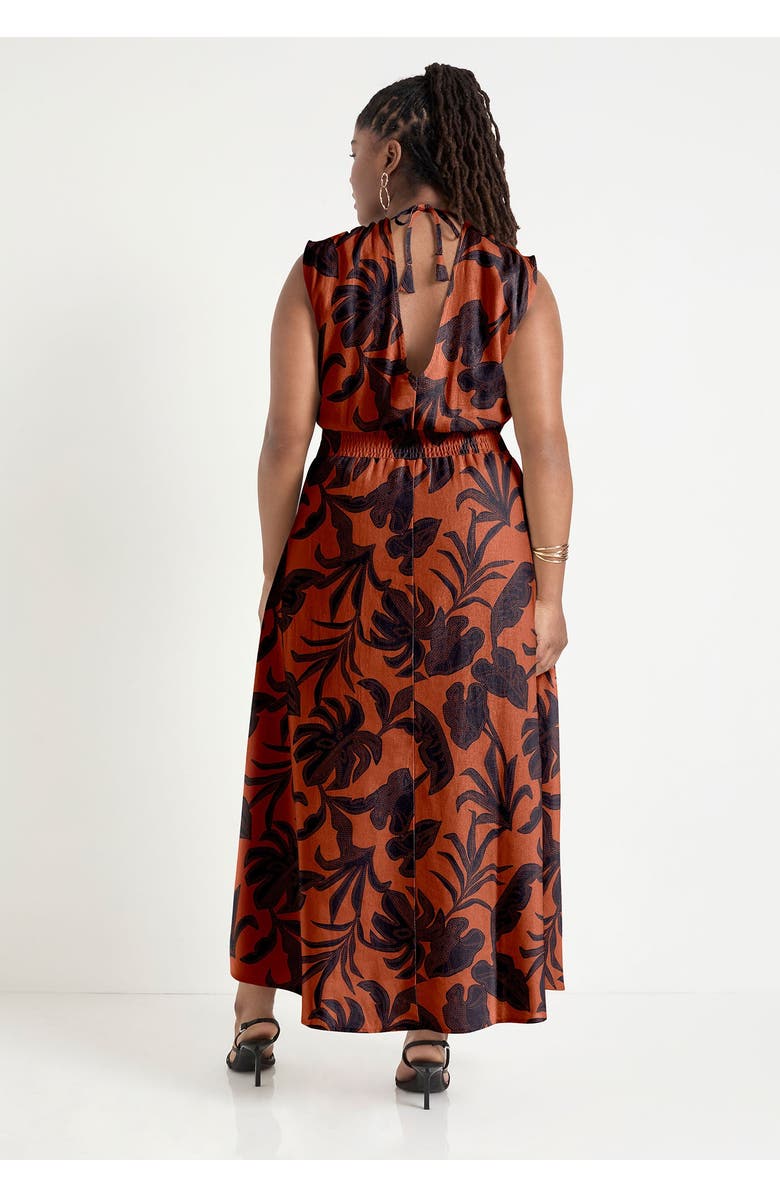 June + Vie Empire Waist Midi Dress, Alternate, color, Stitched Floral Picante