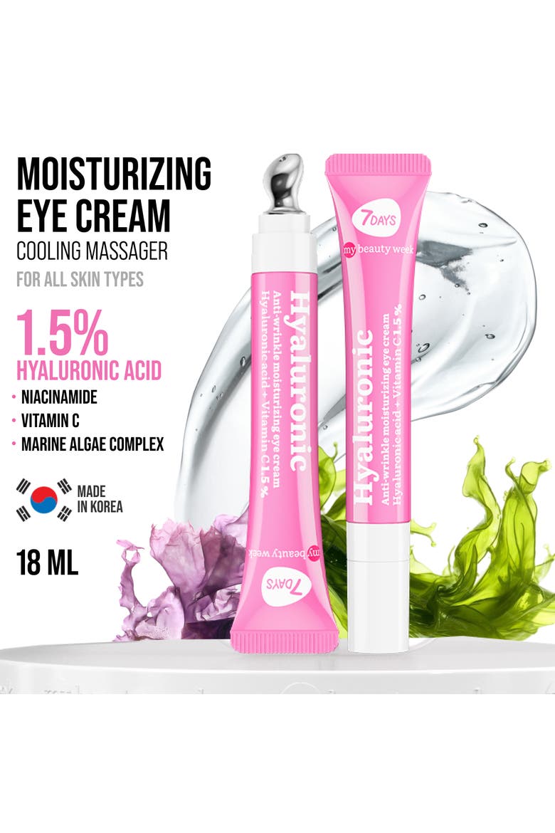 Eye Cream with Hyaluronic acid for Hydrated, Brighter Looking Skin with Cooling Metal Applicator, Alternate, color, Clear