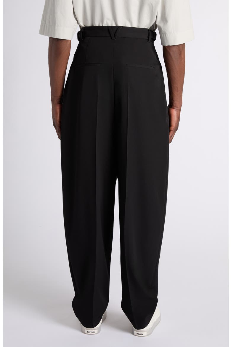 Drop Crotch Tapered Leg Lightweight Wool Twill Pants, Alternate, color, 1010 DOUBLE BLACK