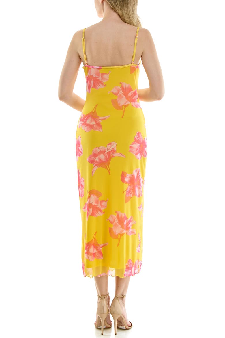 Tropical Mesh Cowl Maxi Dress, Alternate, color, YELLOW PINK