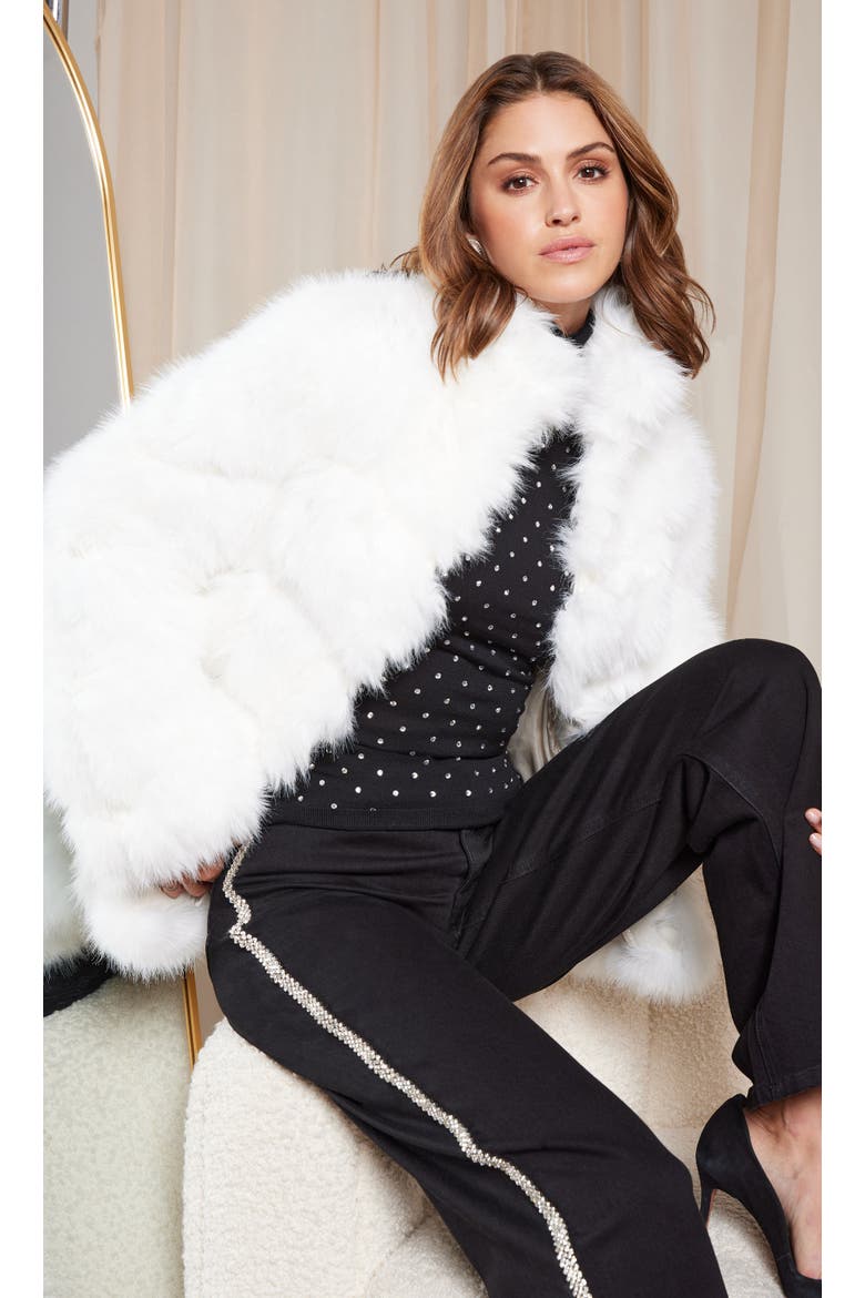 Louisa Faux Fur Jacket, Alternate, color, white