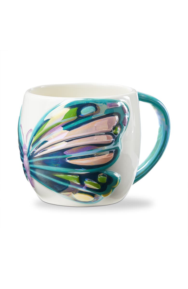 tag Everyday Butterfly Earthenware Mug Multi 17 oz 4.03x4.03x3.78 in, Main, color, Multicolored