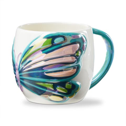 Everyday Butterfly Earthenware Mug Multi 17 oz 4.03x4.03x3.78 in