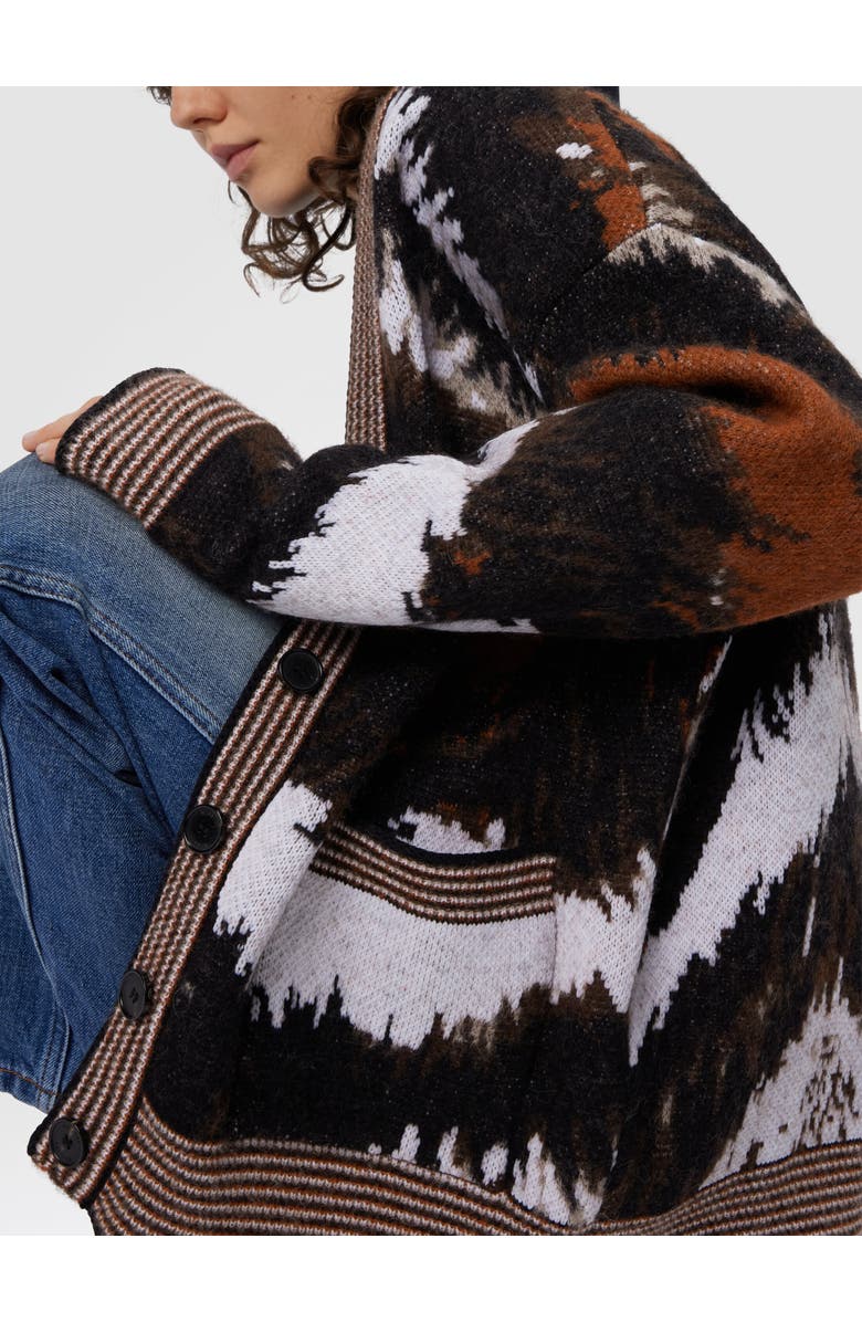 Missoni Oversized Cardigan In Tiger Pattern Knit, Alternate, color, Rust & Black