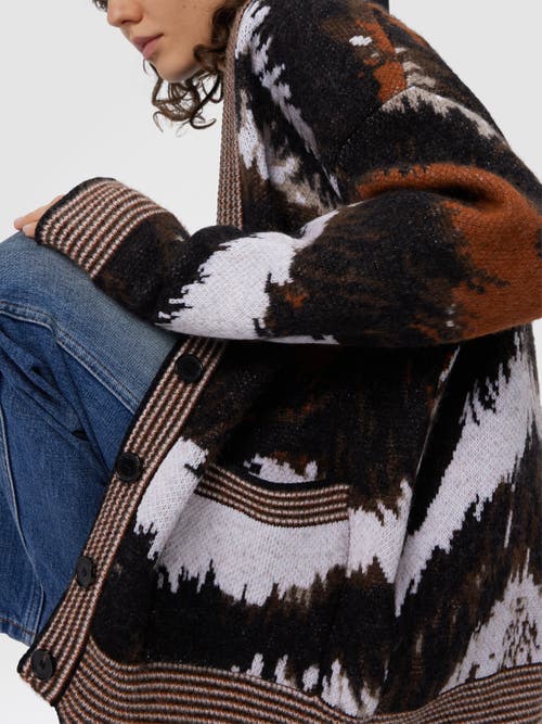 Missoni Oversized Cardigan In Tiger Pattern Knit In Brown