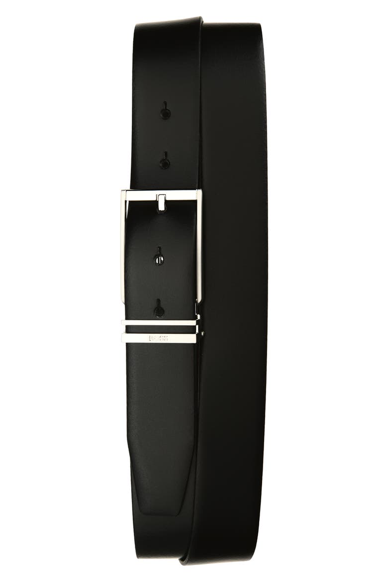 Gesi Leather Belt, Main, color, BLACK