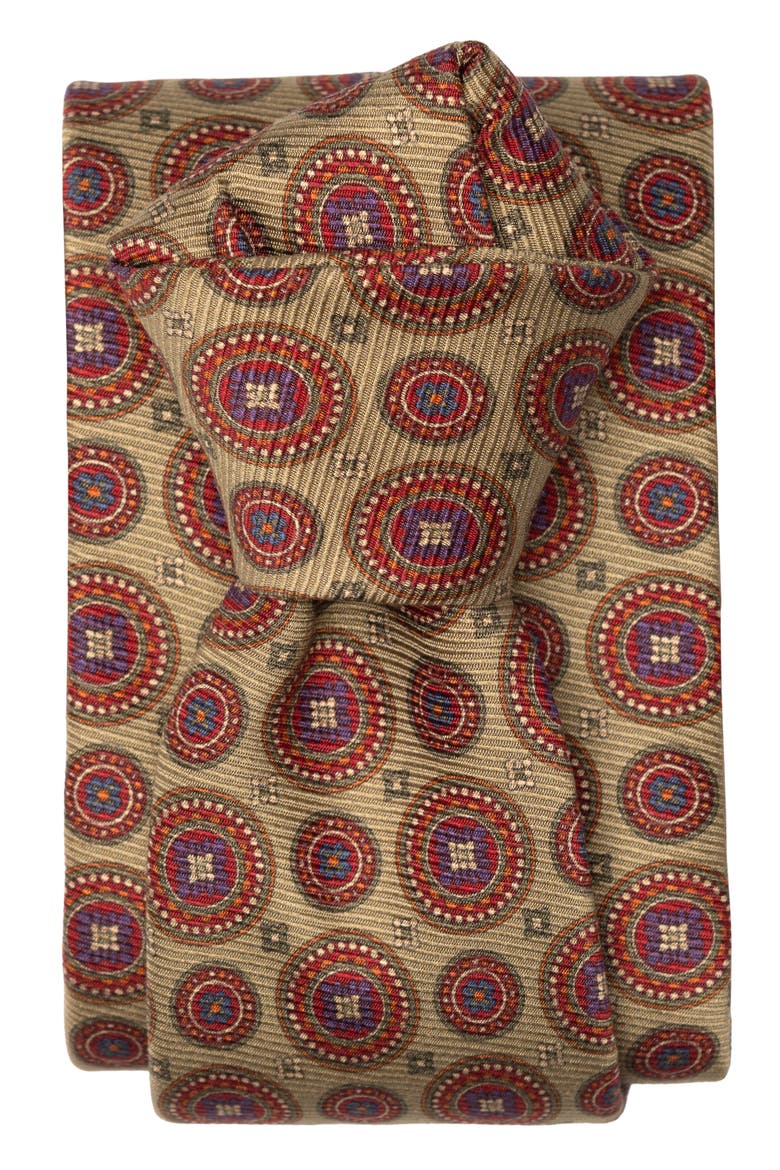 Farnese - Extra Long Printed Madder Silk Tie for Men, Alternate, color, Sage Green