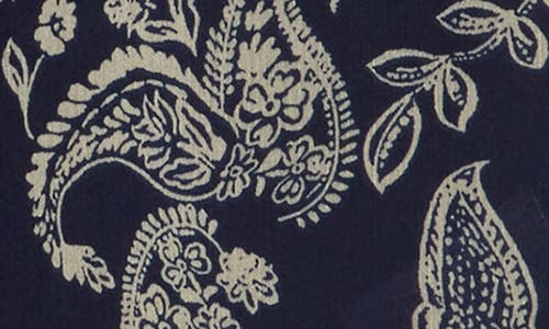 T Tahari Ruffle Cap Sleeve Top In Deep Navy/white Paisley