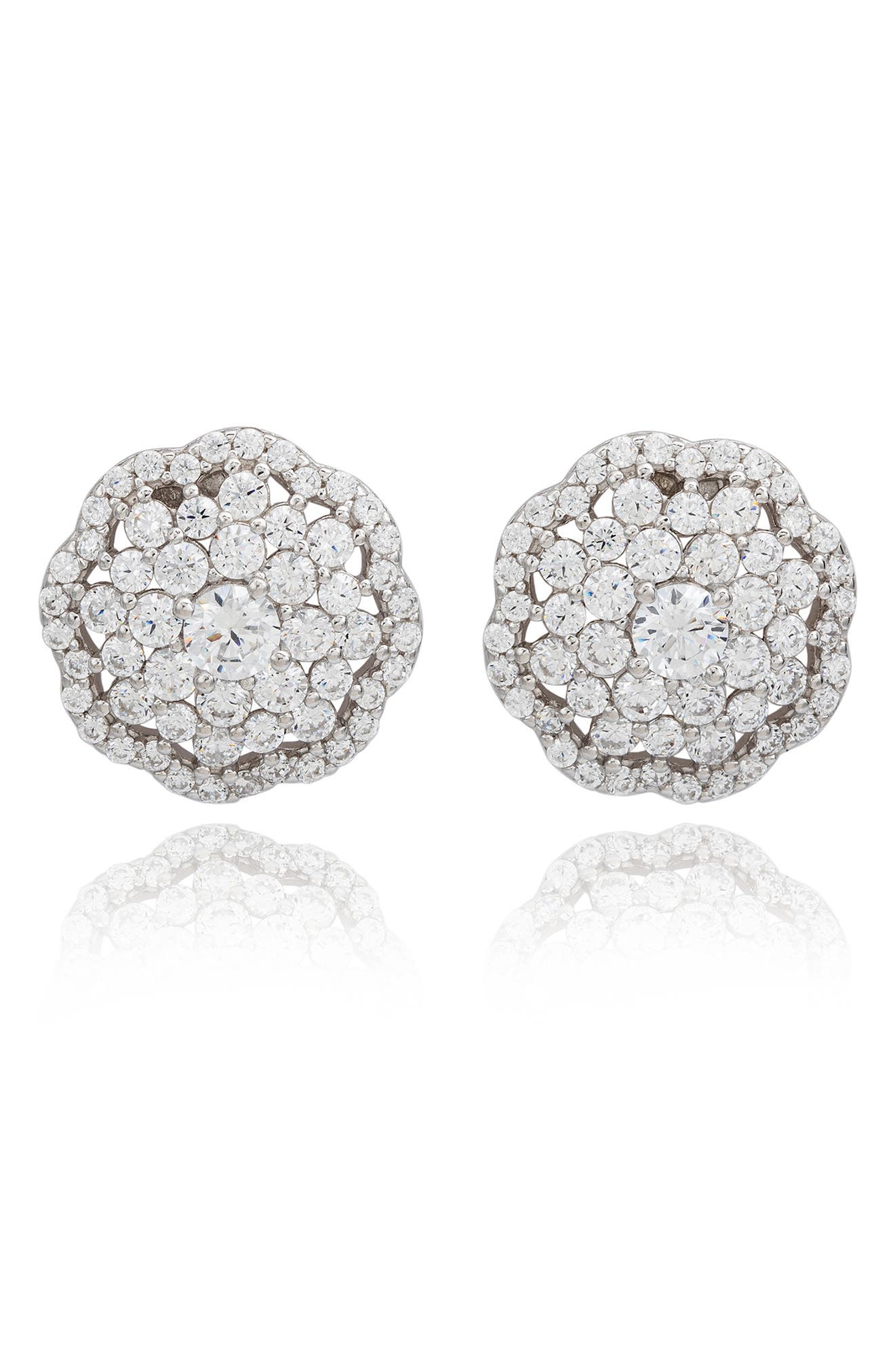 Sterling Silver Brown Cubic Zirconia Flower Stud Earrings