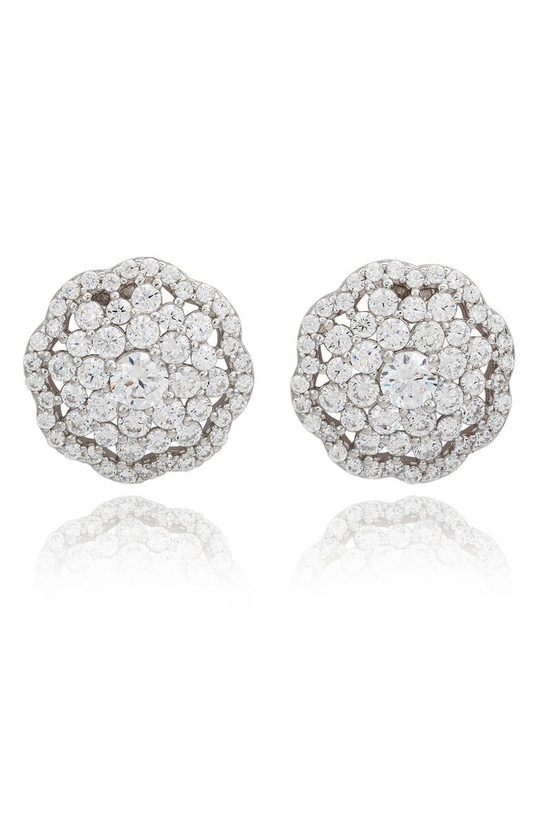 SUZY LEVIAN Sterling Silver Brown Cubic Zirconia Flower Stud Earrings, Main, color, Silver