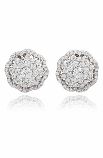 Sterling Silver Brown Cubic Zirconia Flower Stud Earrings