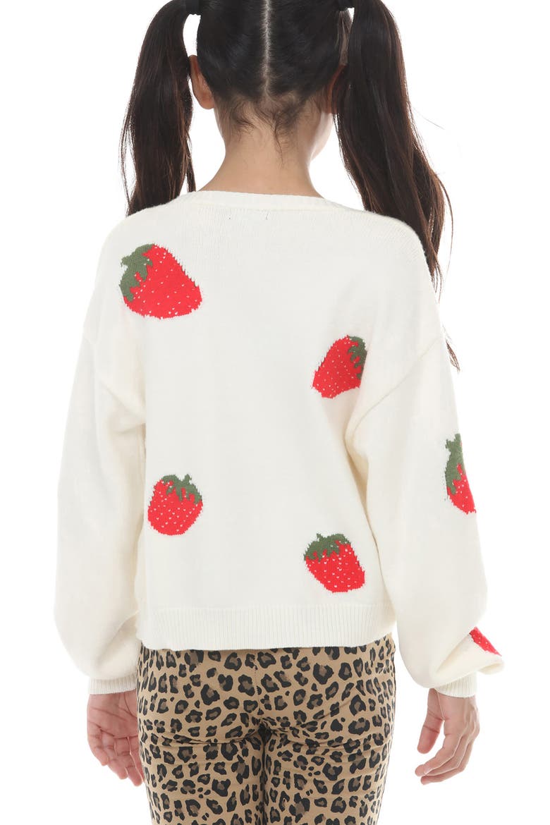 Kids' Strawberry Cardigan, Alternate, color, IVORY