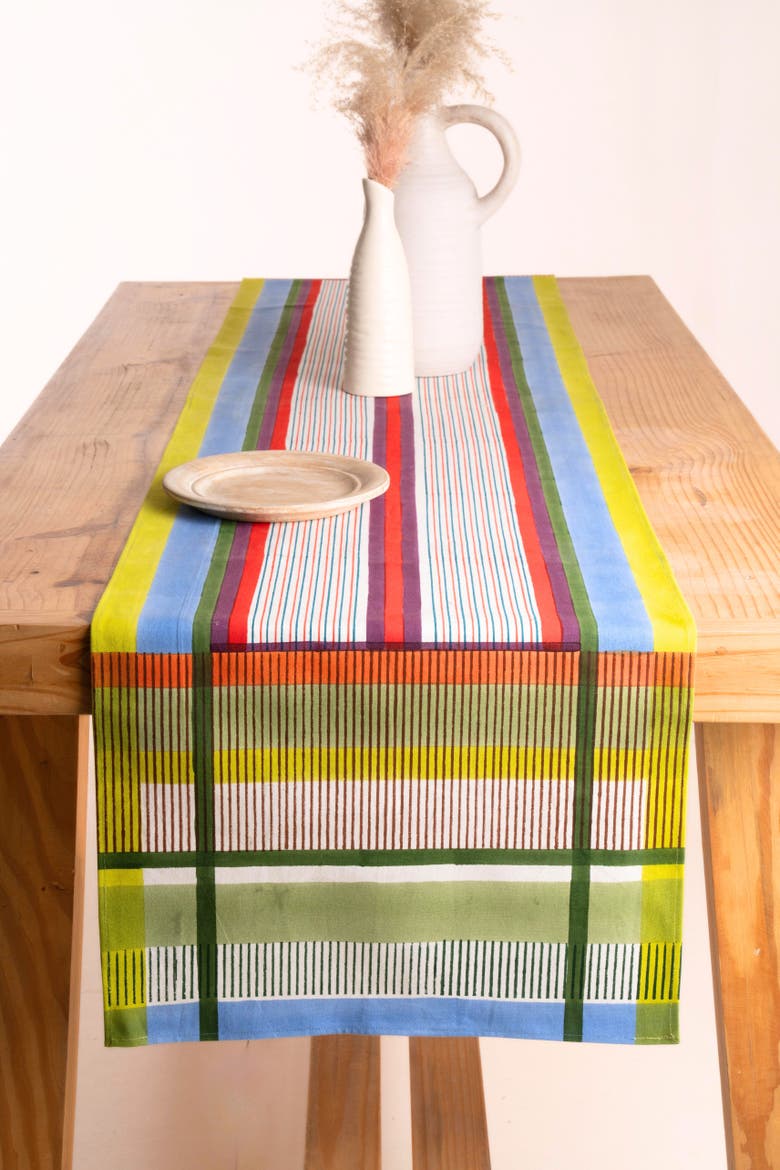 Modernist Striped Tablerunner, Alternate, color, Multicolor