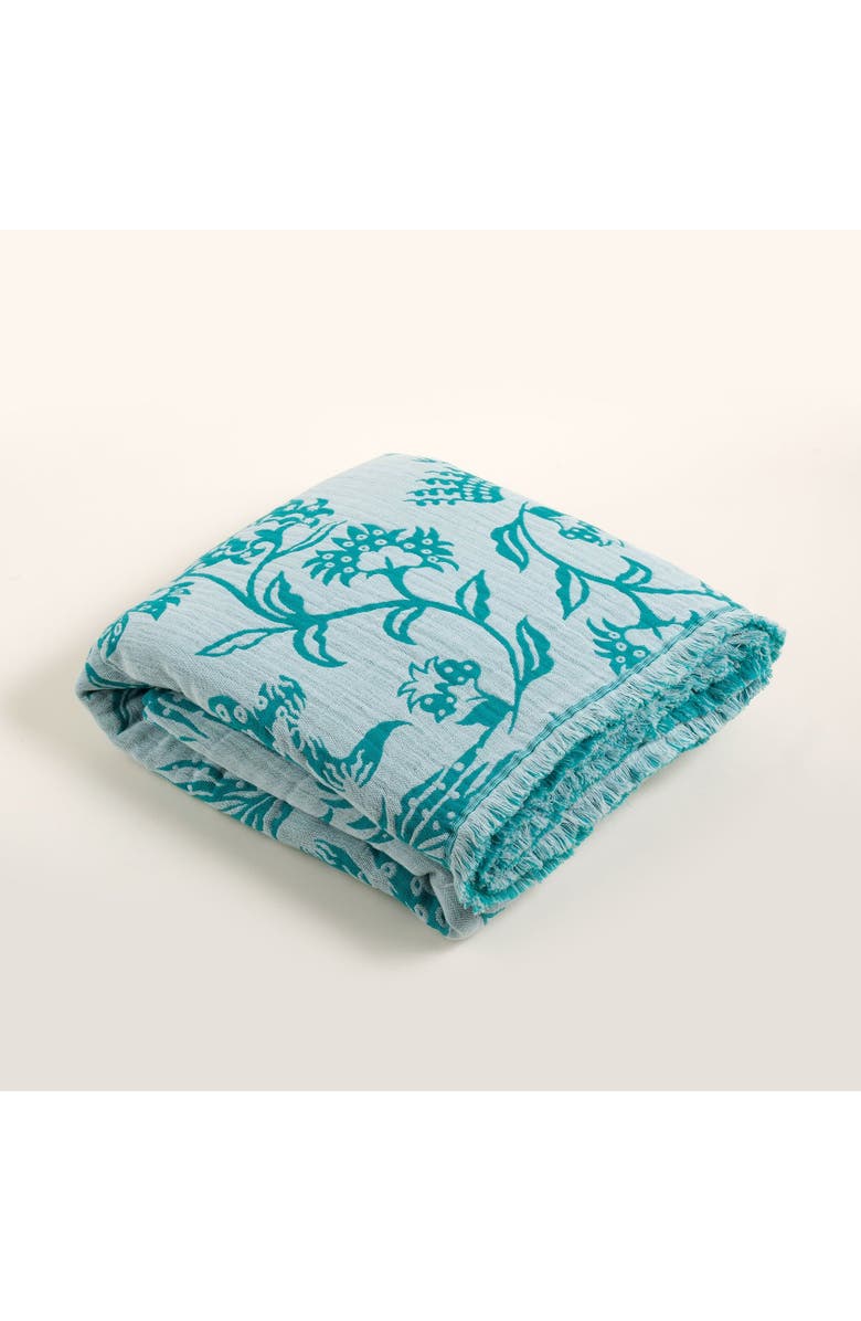 Zsa Zsa Zsu Costa Fringed Jacquard King Size 100% Cotton Bedspread 102X94 In, Alternate, color, Green