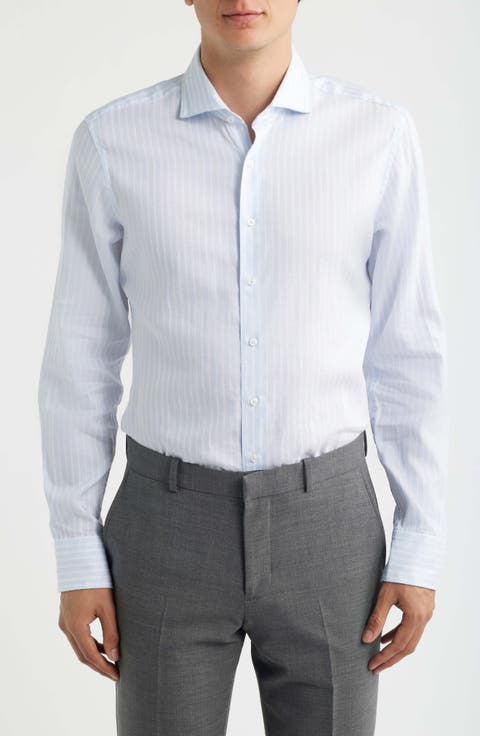 Soft Luxury Slim Fit Stripe Non-Iron Dress Shirt