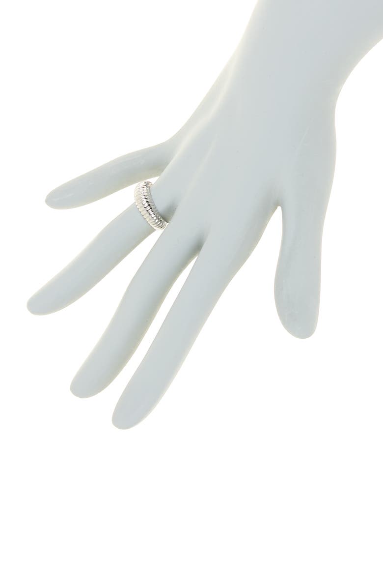 Sterling Forever Ribbed Open Bombe Ring, Alternate, color, Silver