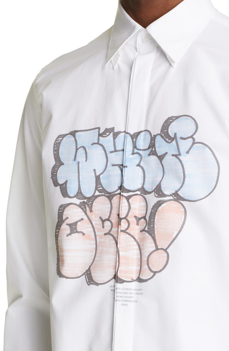 Off-White Graffiti Graphic Button-Up Shirt, Alternate, color, 
