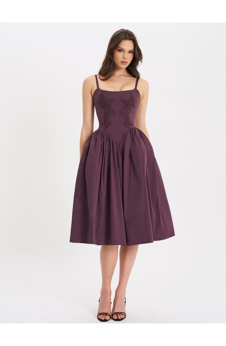 Miss Circle Oakleigh Cotton Lace-up Back Midi Dress, Alternate, color, 