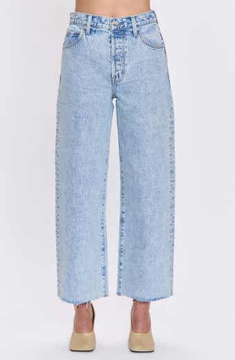 Tate Raw Hem High Waist Ankle Bowed Wide Leg Jeans