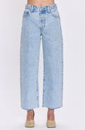 Pistola Tate Raw Hem High Waist Ankle Bowed Wide Leg Jeans