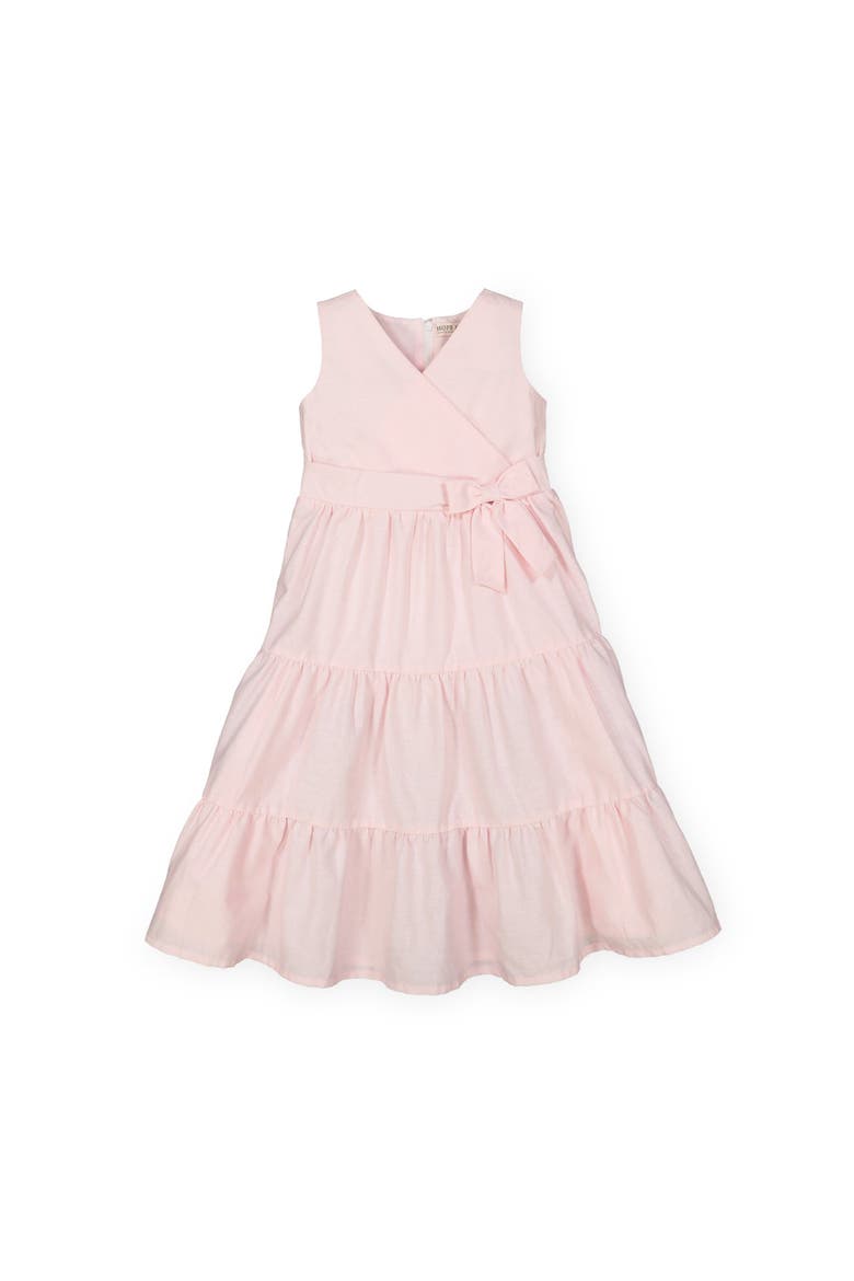 Girls' Tiered Wrap Dress, Infant, Main, color, Pale Pink Linen
