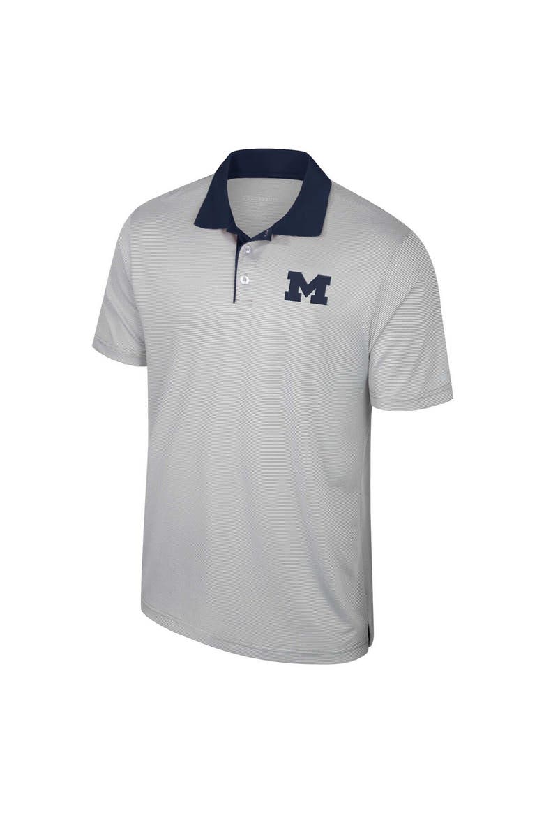 Men's Colosseum Gray Michigan Wolverines Big & Tall Tuck Striped Polo, Alternate, color, Gray