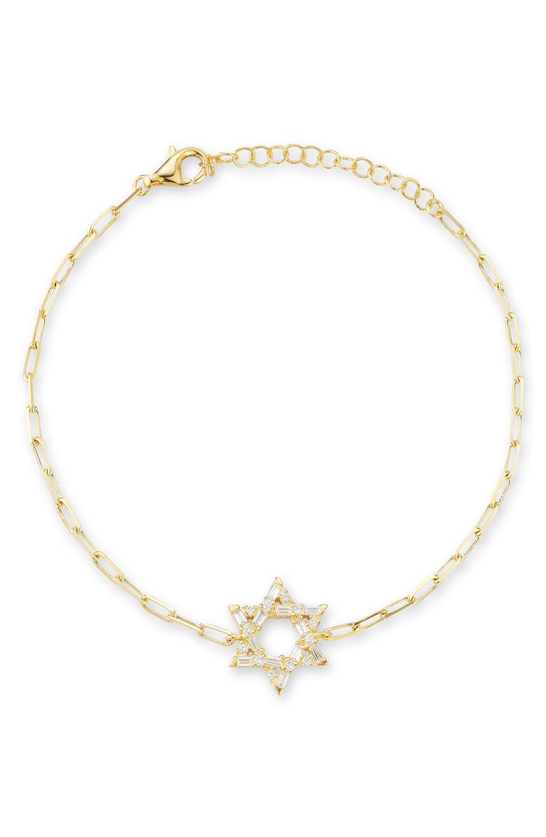 SPHERA MILANO 14K Gold Plated Cubic Zirconia Star of David Bracelet, Main, color, 