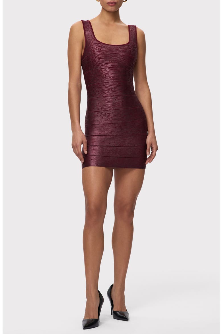 The Gabriella Metallic Bandage Minidress, Main, color, DARK RED FOIL