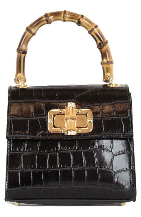 Ellie Croc Embossed Top Handle Bag