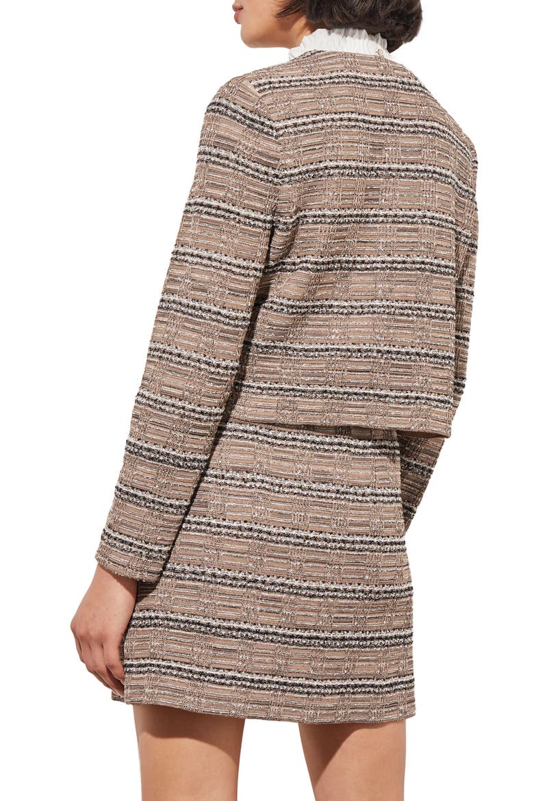 Heritage Crop Tweed Jacket, Alternate, color, JAVA/BLK/IVO