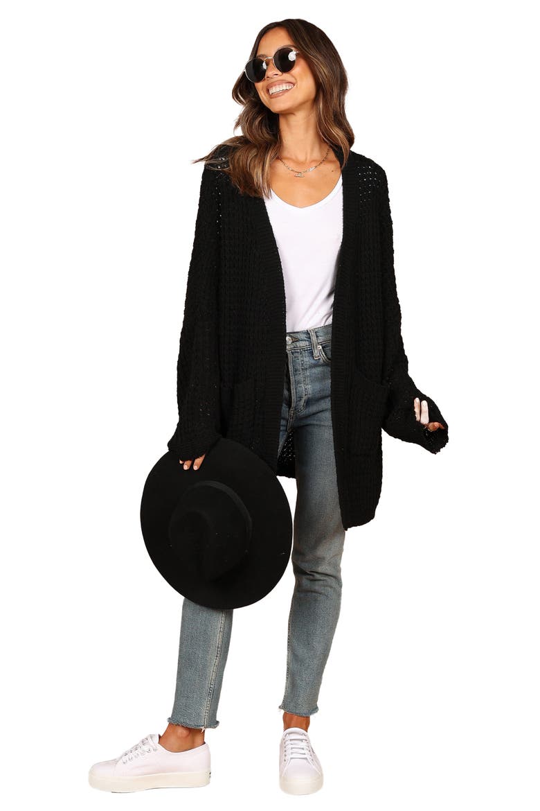 Leyonie Long Cardigan, Alternate, color, BLACK