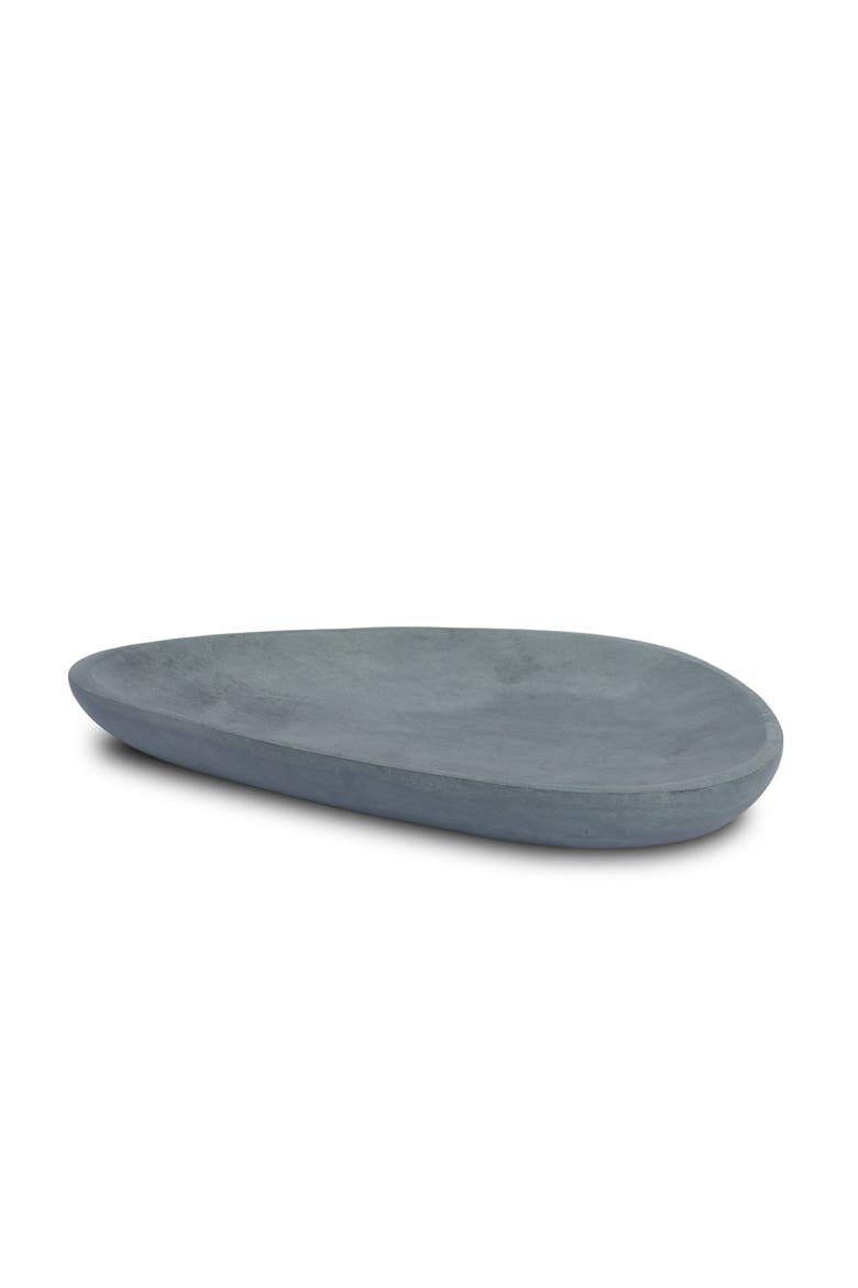 Tria Rounded Triangular Marble Decorative Tray, Main, color, Gray
