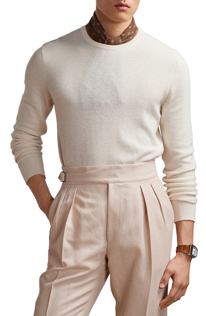 Ralph Lauren Purple Label Silk & Cashmere Crewneck Sweater, Main, color, 
