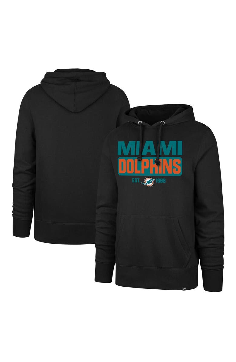 '47 Men's '47 Black Miami Dolphins Box Out Headline Pullover Hoodie, Main, color, Black