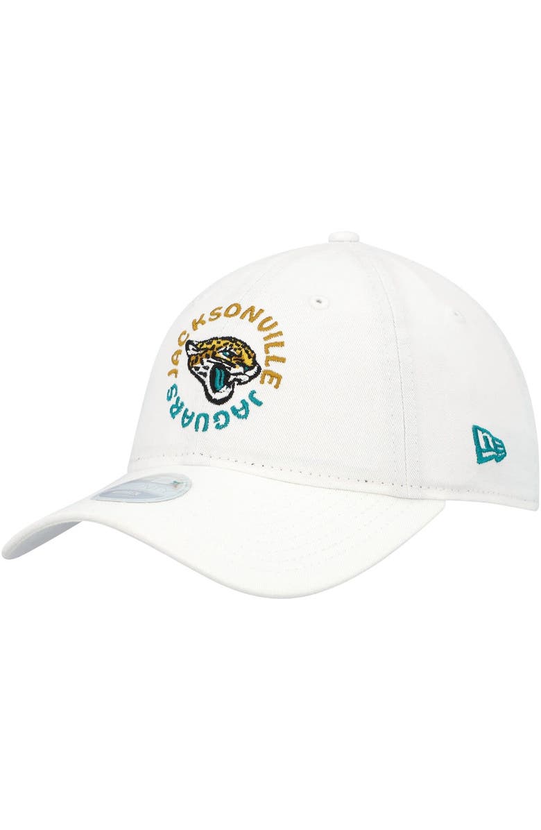 New Era Women's New Era White Jacksonville Jaguars Circle Primary Logo 9TWENTY Adjustable Hat, Main, color,