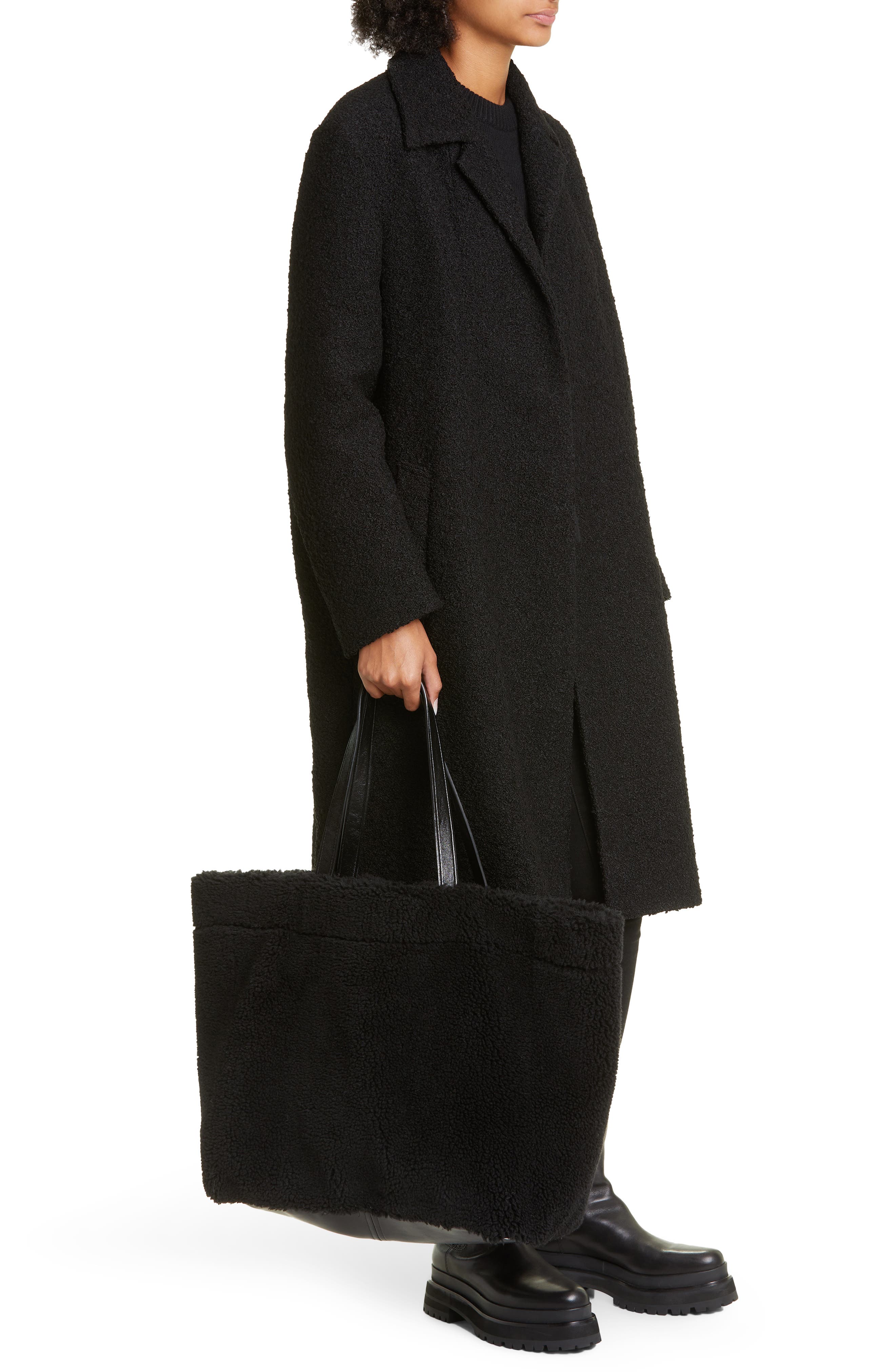 Stand Studio Large Faux Shearling Tote, Alternate, color, 