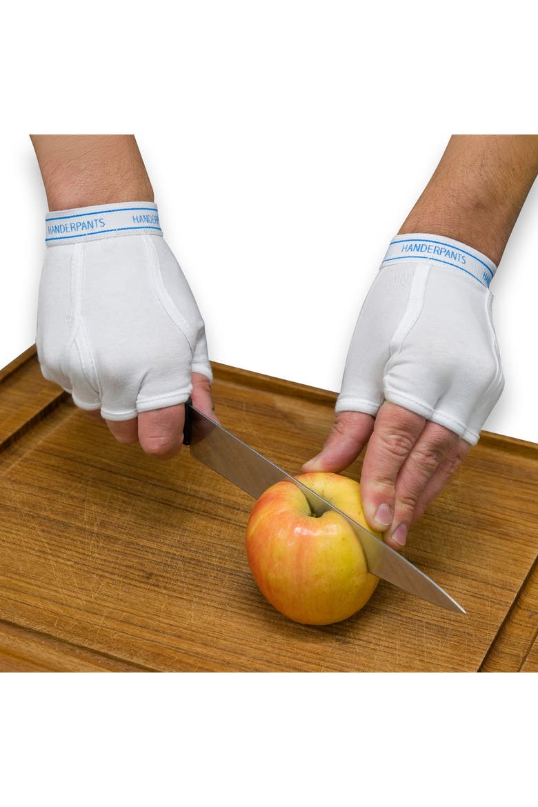 White Fingerless Cotton Gloves, Alternate, color, Multicolored