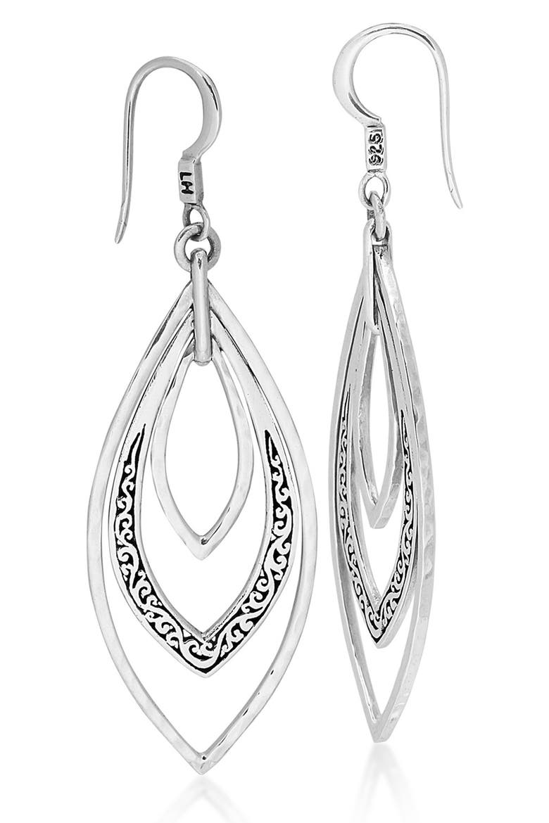 Sterling Silver Layered Marquis Drop Earrings, Main, color, SILVER