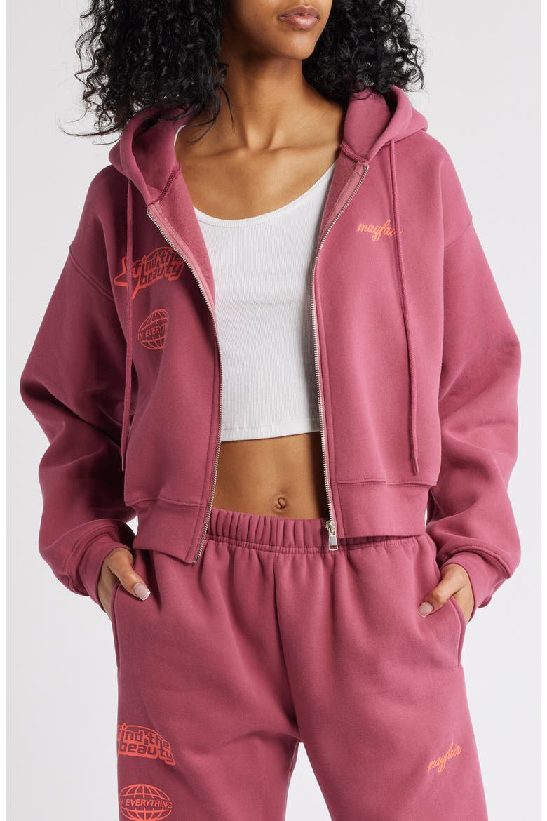 Find the Beauty Graphic Zip-Up Hoodie, Main, color, RED