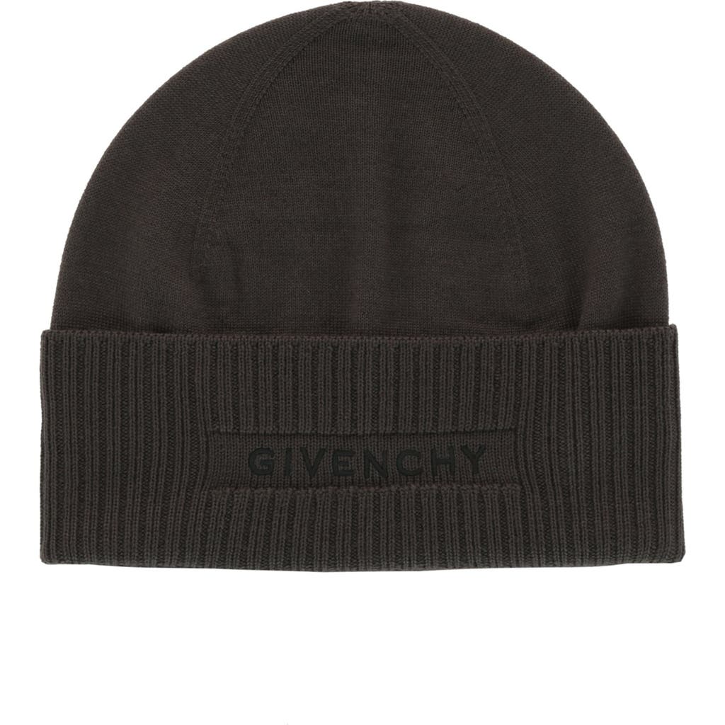 Givenchy Logo Wool Beanie In Brown