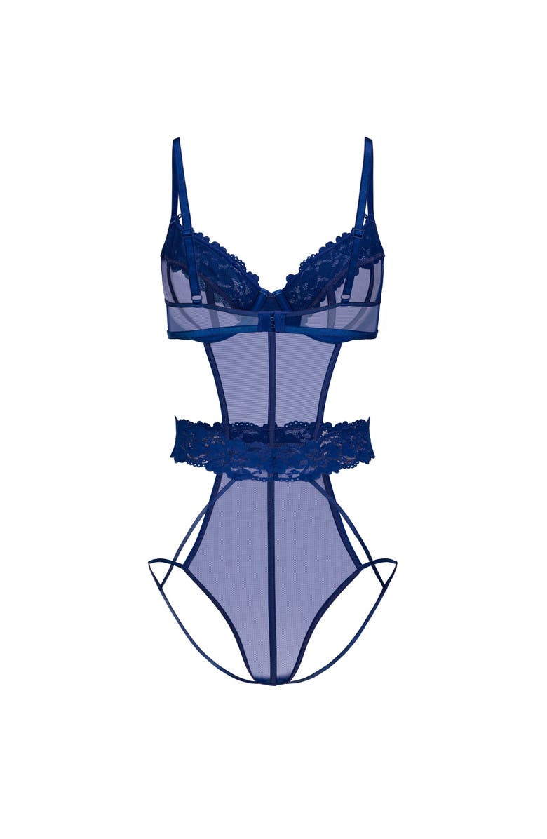 Adore Me Sawyer Bodysuit Lingerie, Alternate, color, Dark Blue