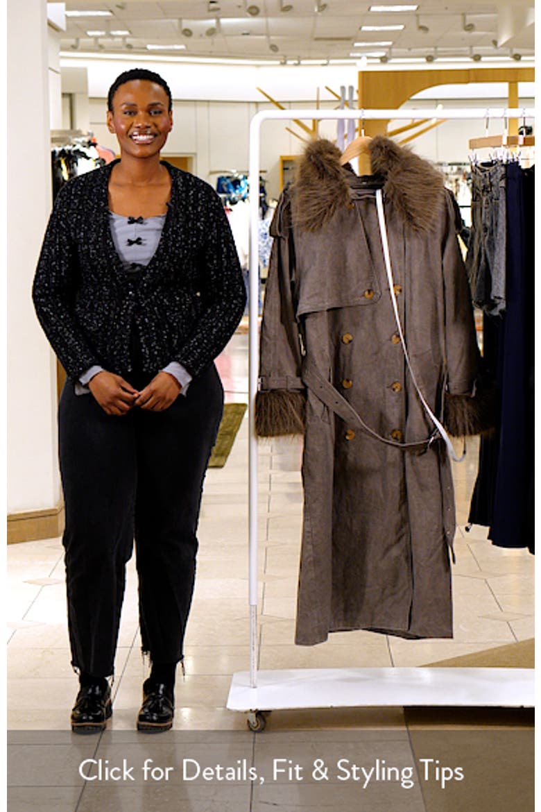 Vania Oversize Faux Fur Hooded Trench Coat (Women) | Nordstrom