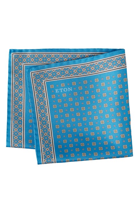 Geometric Print Silk Twill Pocket Square