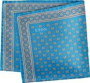 Eton Geometric Print Silk Twill Pocket Square